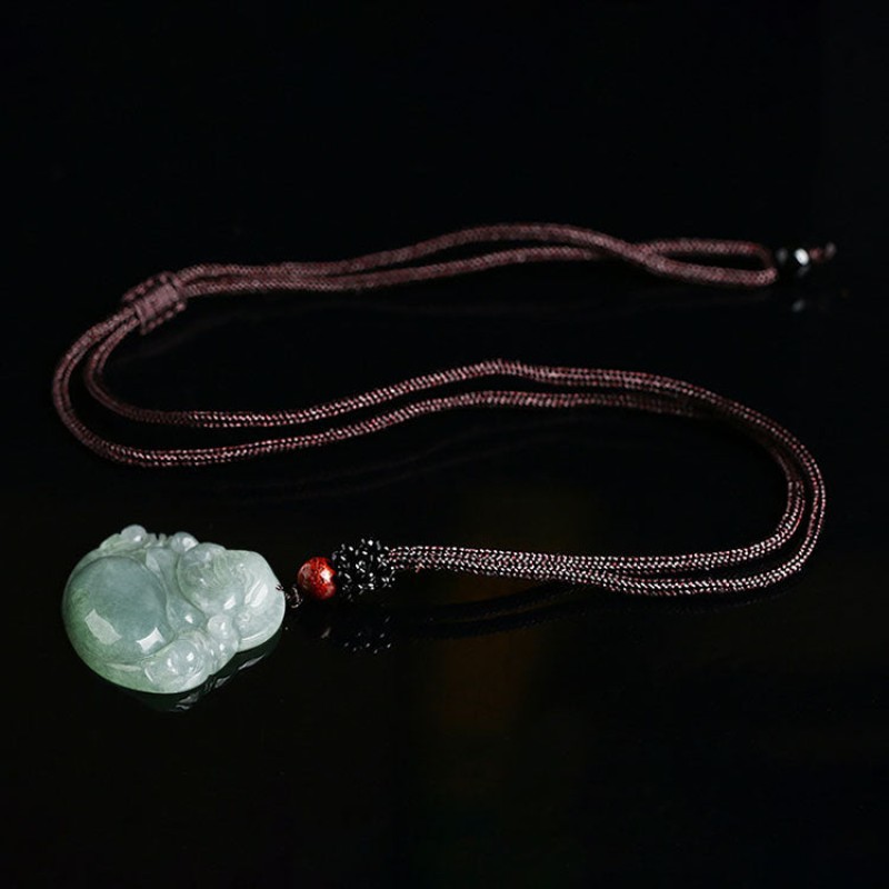 This Jade Laughing Buddha Necklace Smiles Back
