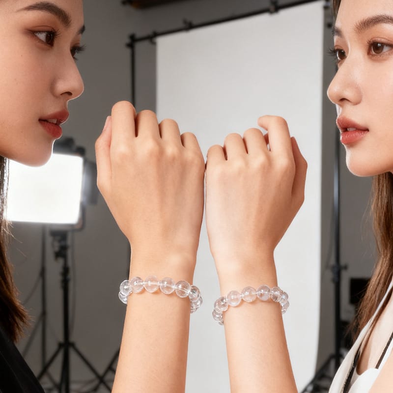 This Natural Crystal Starry Sky White Phantom Bracelet Glows